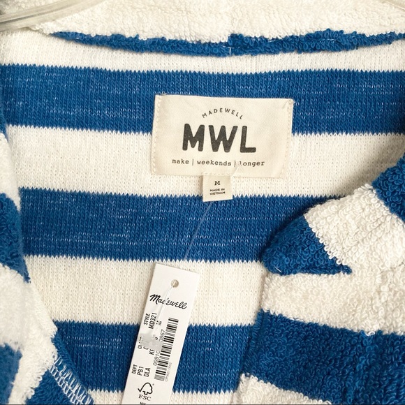 Madewell Striped Terrycloth Split Crewneck Pullover Sweater - Picture 7 of 9